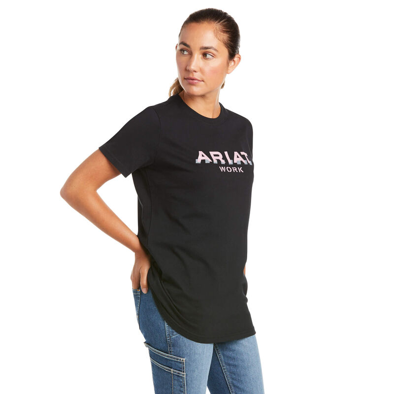 Ariat T-Shirts Damen - Rebar Cotton Strong Logo Schwarz ( YRWSA-1063 )